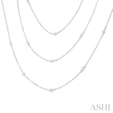 1 Ctw Bezel Set Round Cut Diamond 60-Inch Long Station Necklace in 14K White Gold